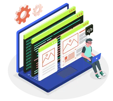 a man sitting on a laptop engaged in website development