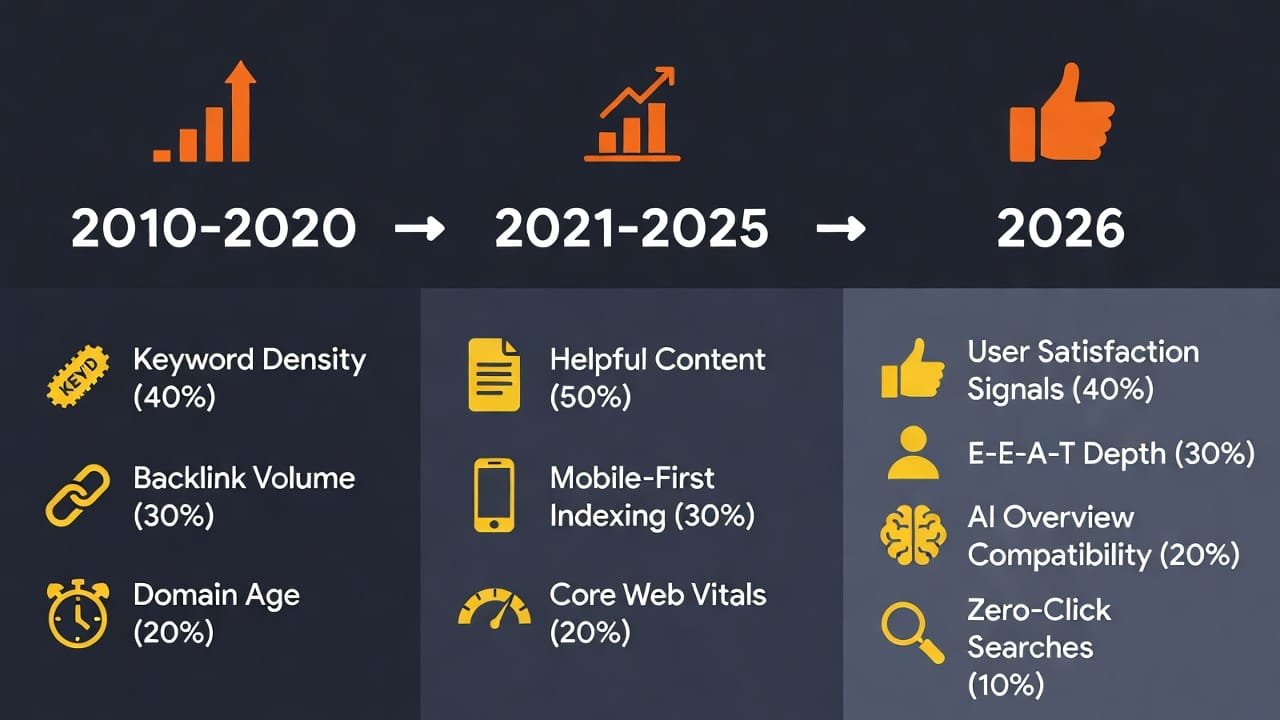 infographic comparing Google's ranking priorities