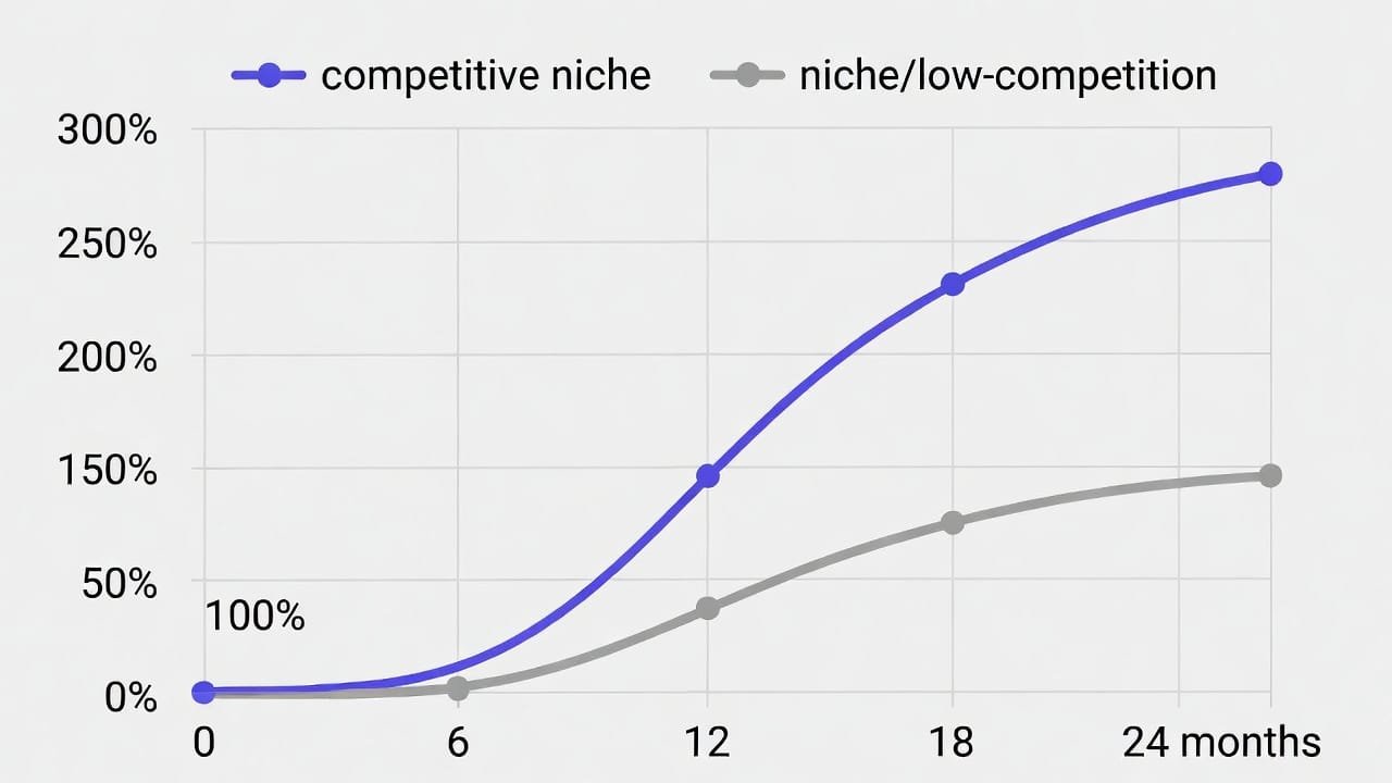  line chart comparing organic traffic growth timelines